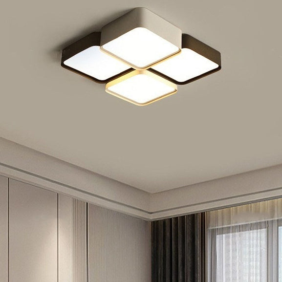 مصباح سقف LED بتصميم بسيط معاصر مستدير مربع من الألومنيوم والحديد والأكريليك لغرفة النوم 