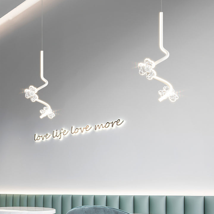 Dôme créatif contemporain, couture de courbes, fleurs, suspension LED en fer, aluminium et silicone pour chambre 