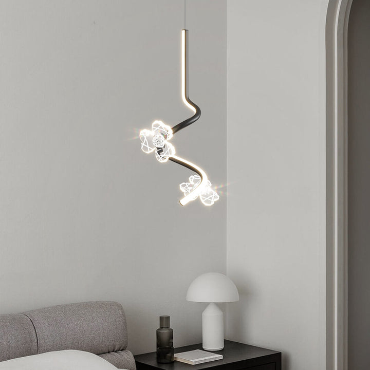 Dôme créatif contemporain, couture de courbes, fleurs, suspension LED en fer, aluminium et silicone pour chambre 