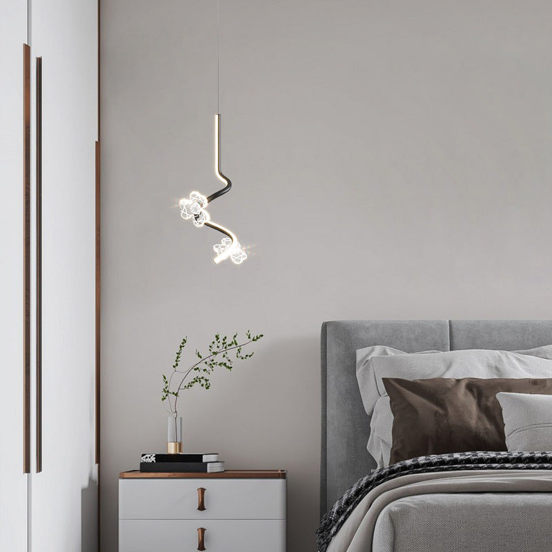Dôme créatif contemporain, couture de courbes, fleurs, suspension LED en fer, aluminium et silicone pour chambre 