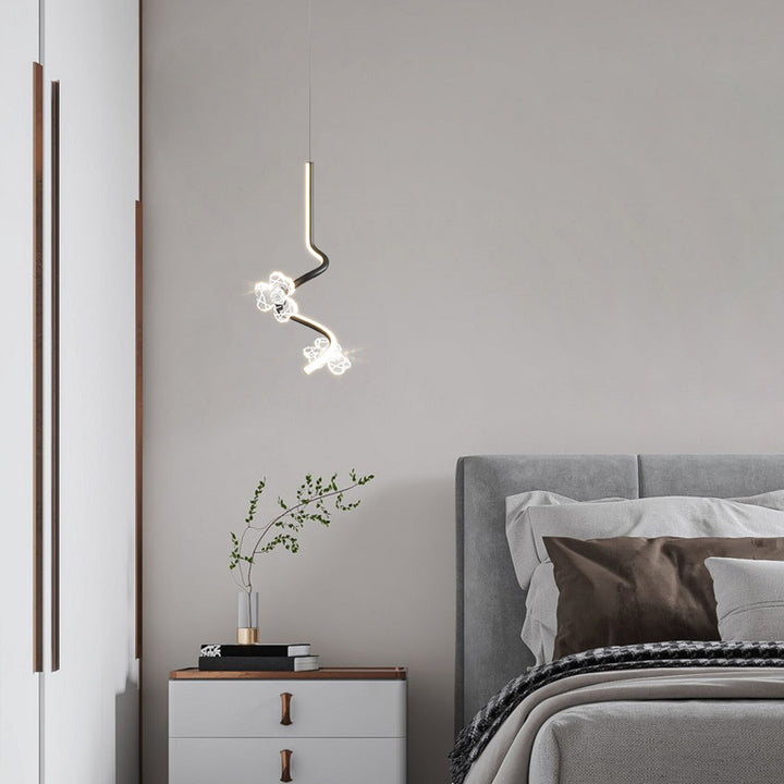 Dôme créatif contemporain, couture de courbes, fleurs, suspension LED en fer, aluminium et silicone pour chambre 
