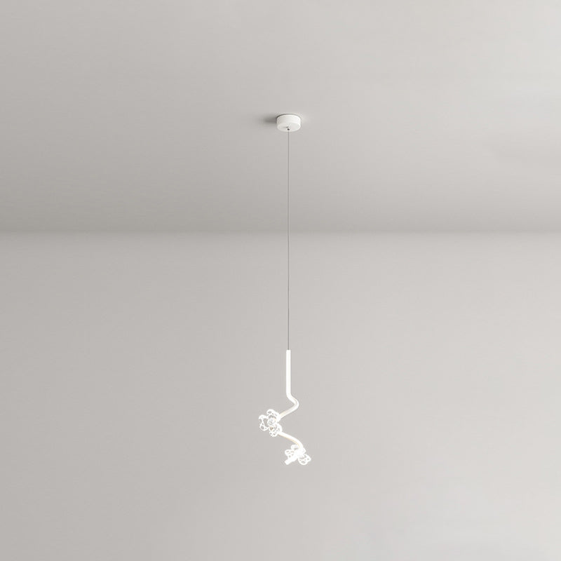 Dôme créatif contemporain, couture de courbes, fleurs, suspension LED en fer, aluminium et silicone pour chambre 