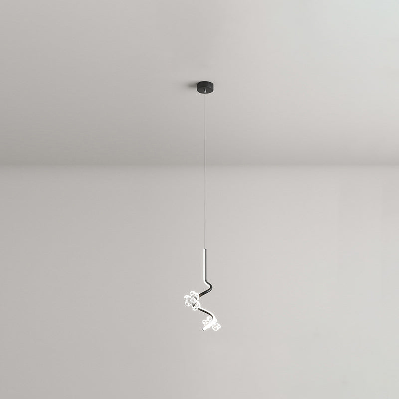 Dôme créatif contemporain, couture de courbes, fleurs, suspension LED en fer, aluminium et silicone pour chambre 