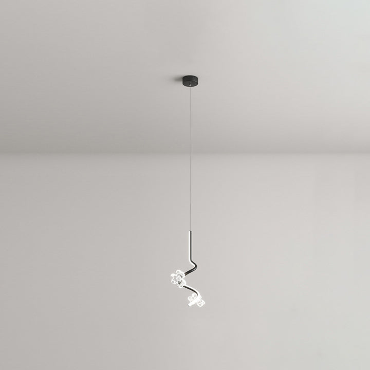 Dôme créatif contemporain, couture de courbes, fleurs, suspension LED en fer, aluminium et silicone pour chambre 