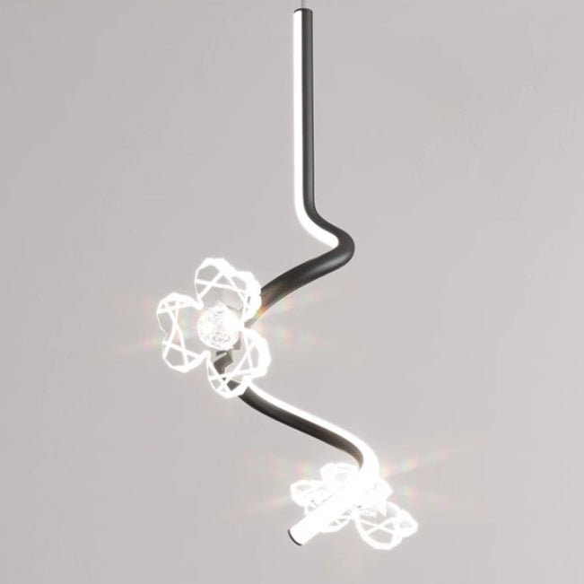 Dôme créatif contemporain, couture de courbes, fleurs, suspension LED en fer, aluminium et silicone pour chambre 