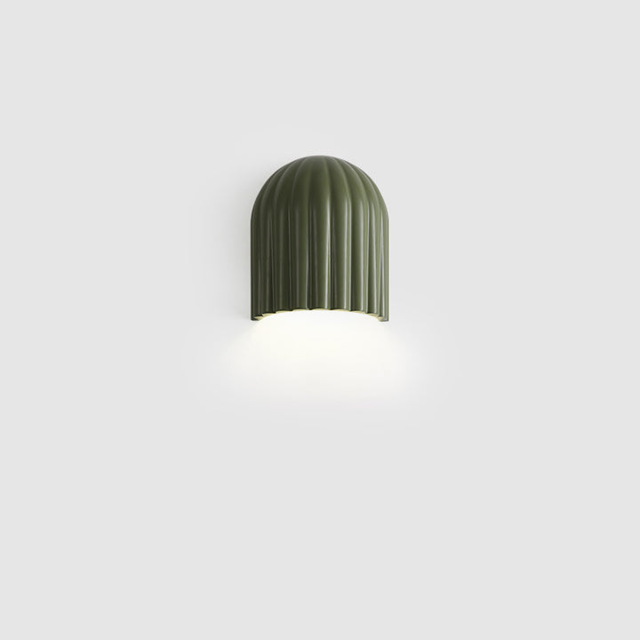 Pantalla de lámpara de hierro con franjas verticales semicirculares crema creativa contemporánea 2 - Aplique de pared de luz para dormitorio 
