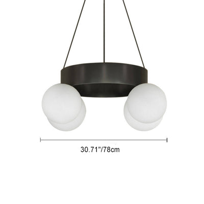 Modern Art Deco Round Orbs Iron Glass Lampshade 4 - Light Chandeliers For Living Room