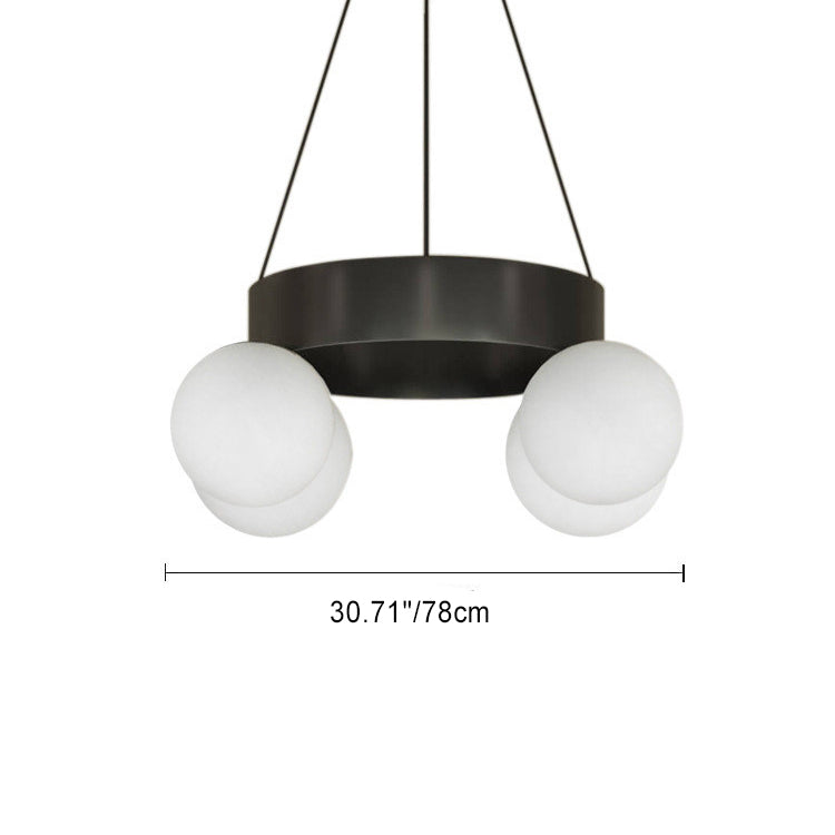 Modern Art Deco Round Orbs Iron Glass Lampshade 4 - Light Chandeliers For Living Room