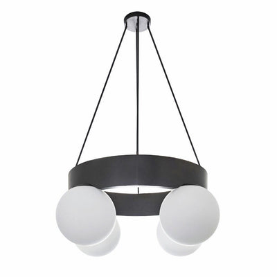 Modern Art Deco Round Orbs Iron Glass Lampshade 4 - Light Chandeliers For Living Room