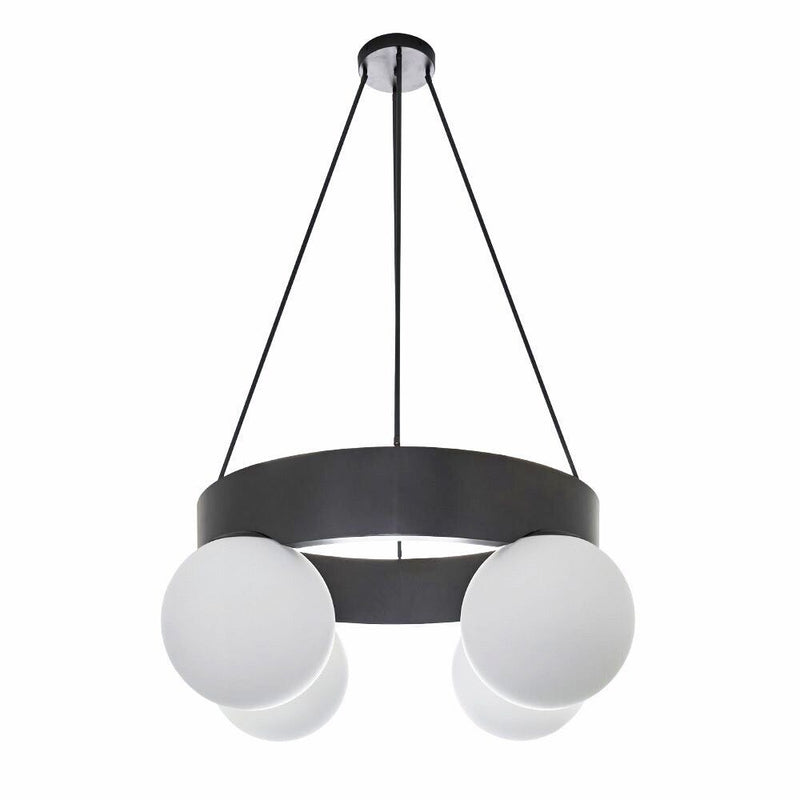 Modern Art Deco Round Orbs Iron Glass Lampshade 4 - Light Chandeliers For Living Room