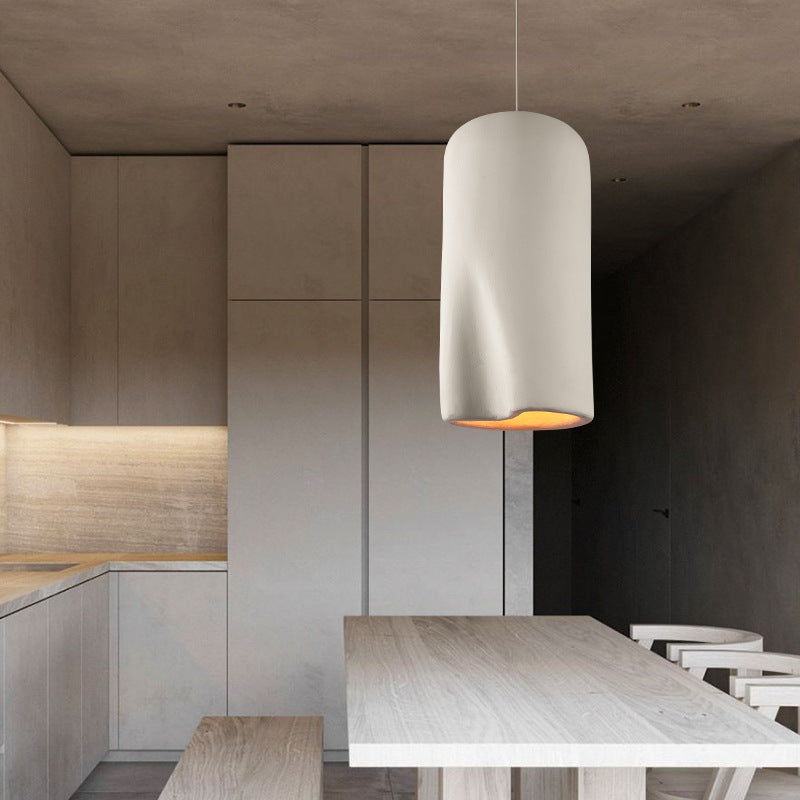 Contemporary Scandinavian Irregular Cylinder Full Polystyrene 1 - Light Pendant Light For Dining Room
