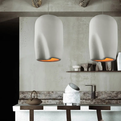 Contemporary Scandinavian Irregular Cylinder Full Polystyrene 1 - Light Pendant Light For Dining Room