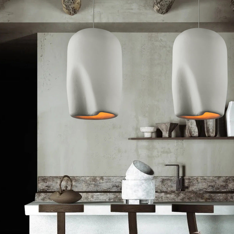 Contemporary Scandinavian Irregular Cylinder Full Polystyrene 1 - Light Pendant Light For Dining Room