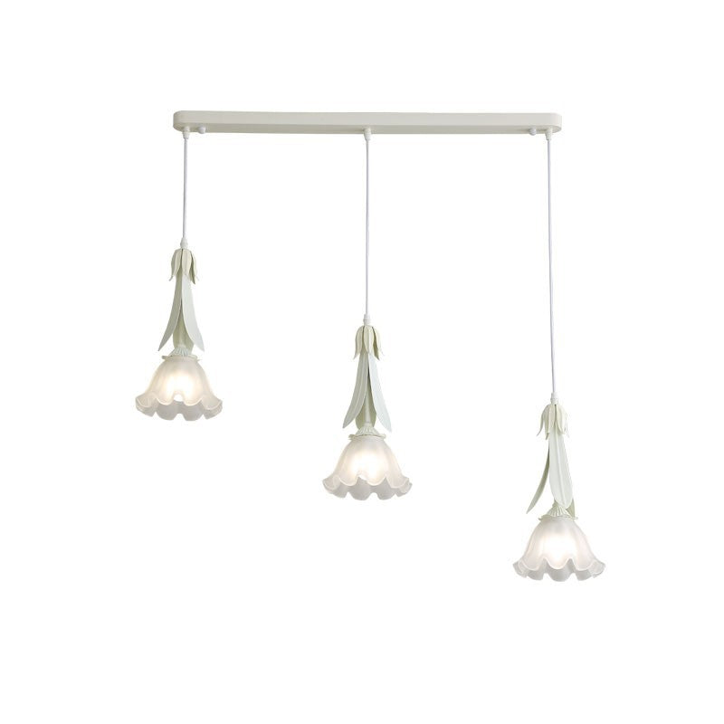 Zeitgenössische nordische Blumen Eisen Glas Lampenschirm 3 - Licht Kronleuchter für Esszimmer 