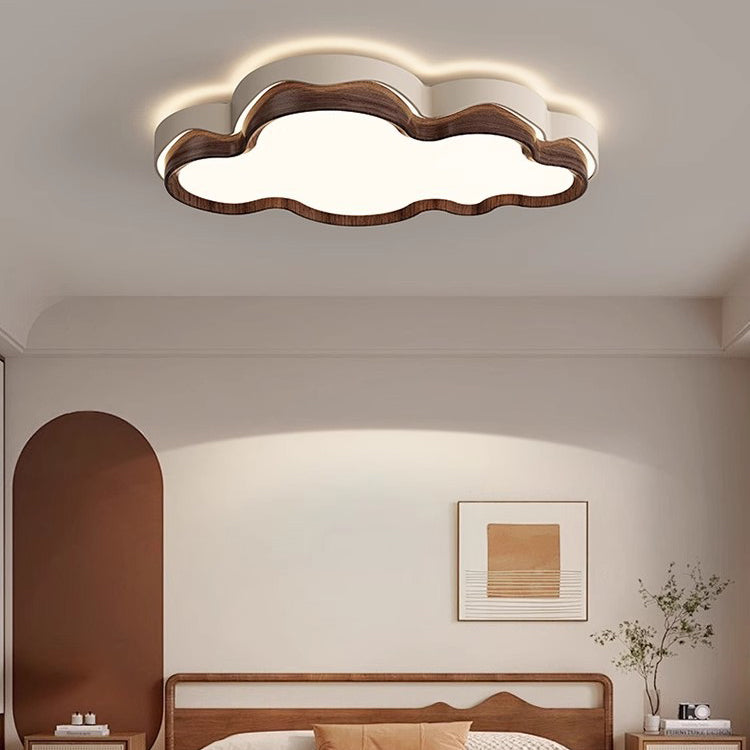 Lámpara de techo LED de montaje empotrado con pantalla de PE en forma de nube retro contemporánea de hierro para dormitorio 