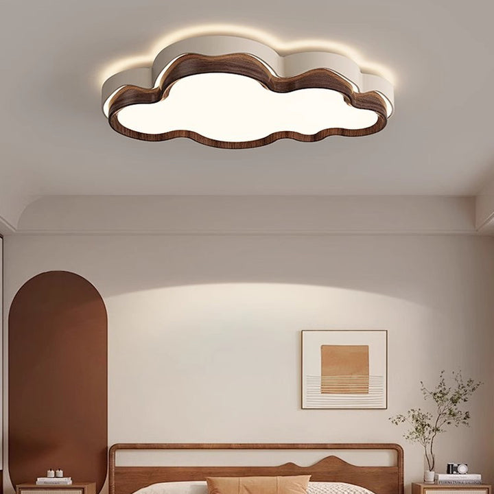 Lámpara de techo LED de montaje empotrado con pantalla de PE en forma de nube retro contemporánea de hierro para dormitorio 