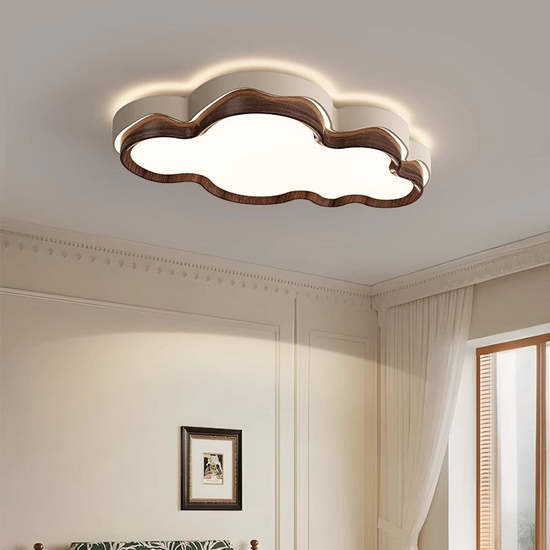 Lámpara de techo LED de montaje empotrado con pantalla de PE en forma de nube retro contemporánea de hierro para dormitorio 
