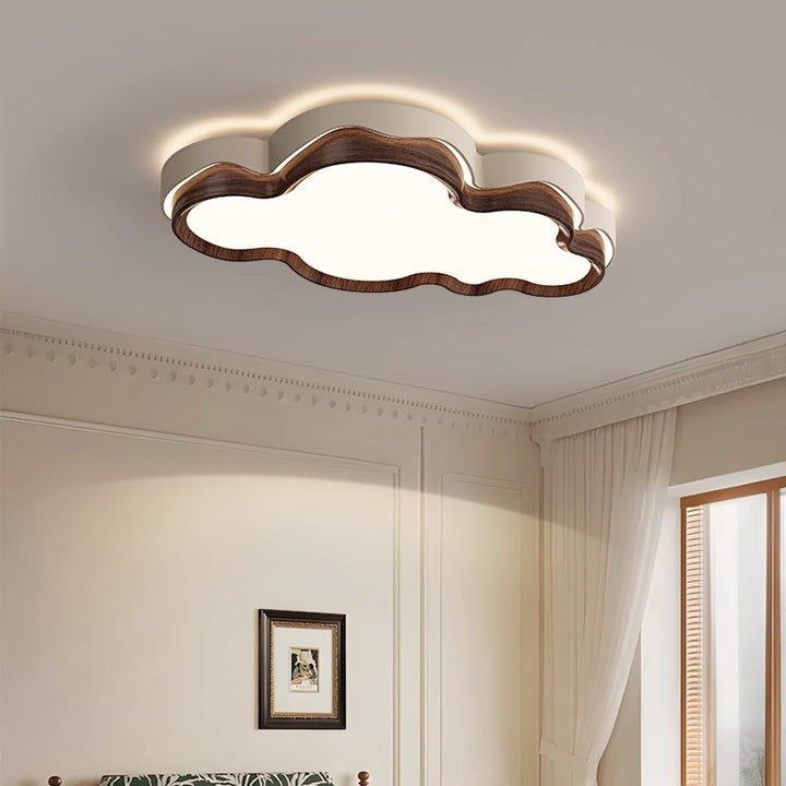 Lámpara de techo LED de montaje empotrado con pantalla de PE en forma de nube retro contemporánea de hierro para dormitorio 