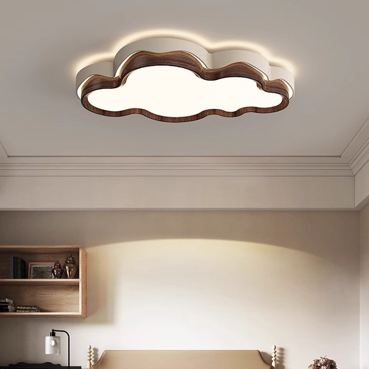 Lámpara de techo LED de montaje empotrado con pantalla de PE en forma de nube retro contemporánea de hierro para dormitorio 