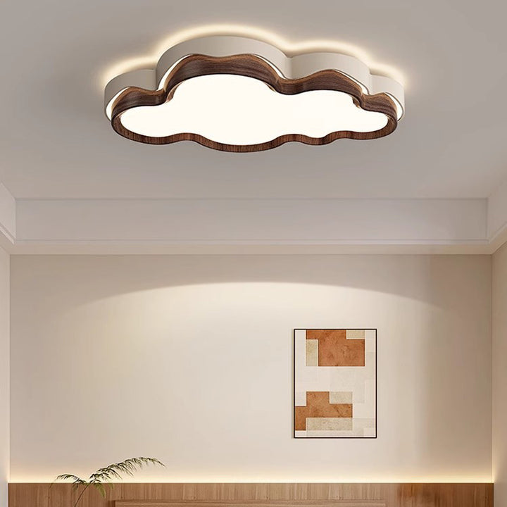 Lámpara de techo LED de montaje empotrado con pantalla de PE en forma de nube retro contemporánea de hierro para dormitorio 