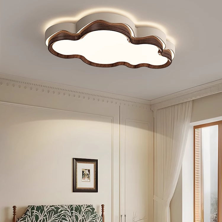 Lámpara de techo LED de montaje empotrado con pantalla de PE en forma de nube retro contemporánea de hierro para dormitorio 