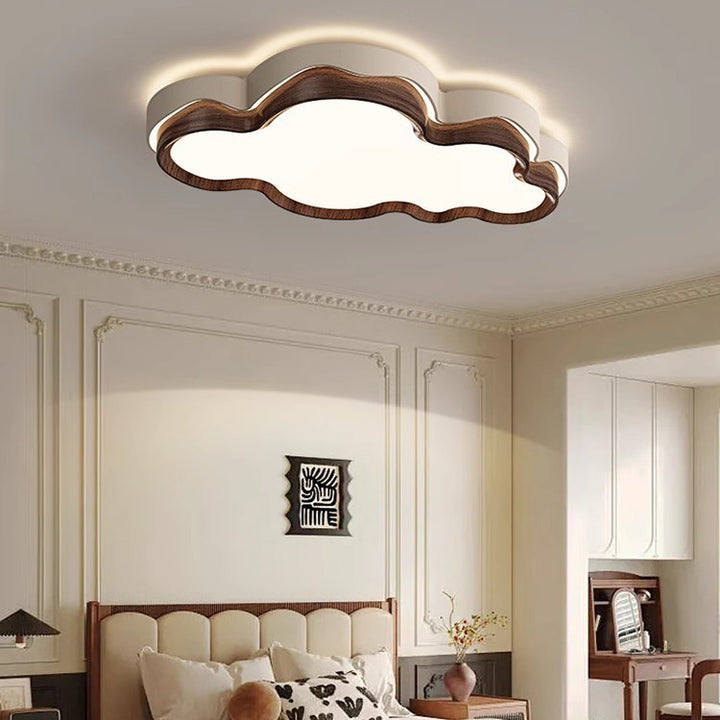 Lámpara de techo LED de montaje empotrado con pantalla de PE en forma de nube retro contemporánea de hierro para dormitorio 