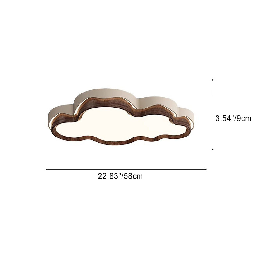 Lámpara de techo LED de montaje empotrado con pantalla de PE en forma de nube retro contemporánea de hierro para dormitorio 