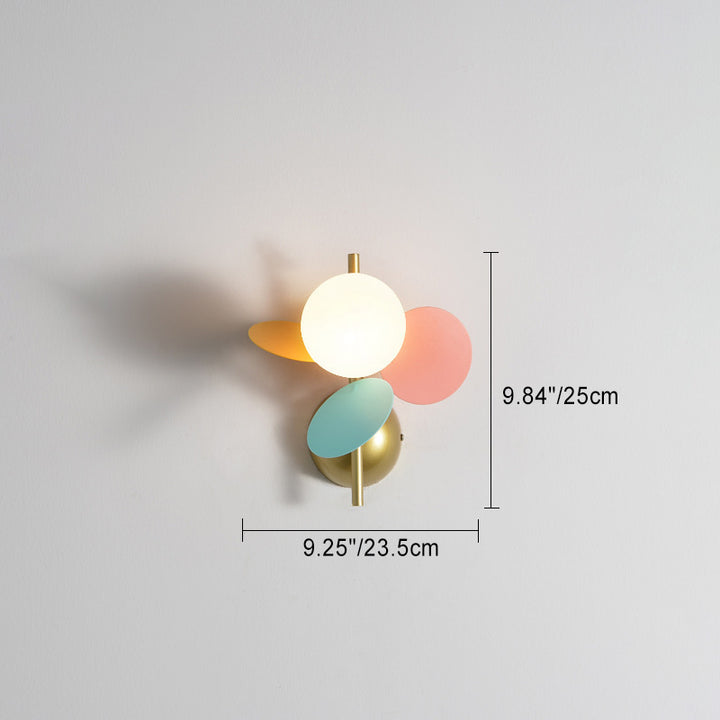 Applique murale contemporaine avec abat-jour en verre en forme d'orbes, feuilles créatives, fer 1/2 lumière pour chambre 