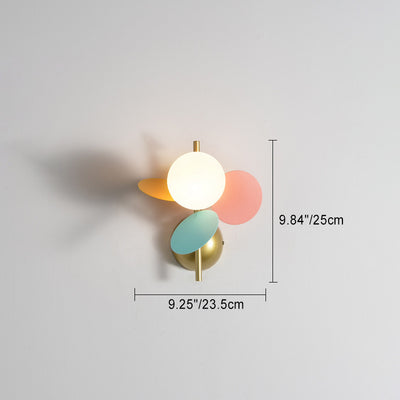 Applique murale contemporaine avec abat-jour en verre en forme d'orbes, feuilles créatives, fer 1/2 lumière pour chambre 