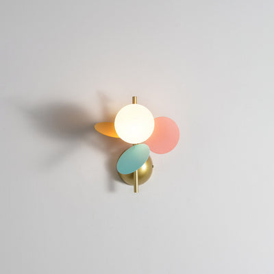 Applique murale contemporaine avec abat-jour en verre en forme d'orbes, feuilles créatives, fer 1/2 lumière pour chambre 