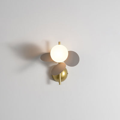 Applique murale contemporaine avec abat-jour en verre en forme d'orbes, feuilles créatives, fer 1/2 lumière pour chambre 
