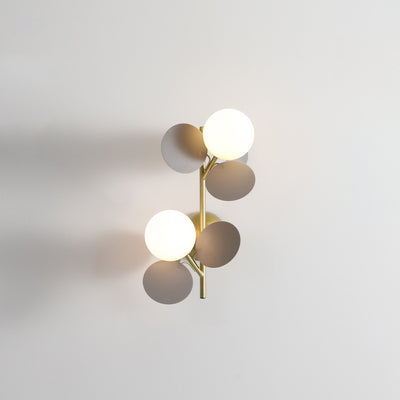 Applique murale contemporaine avec abat-jour en verre en forme d'orbes, feuilles créatives, fer 1/2 lumière pour chambre 