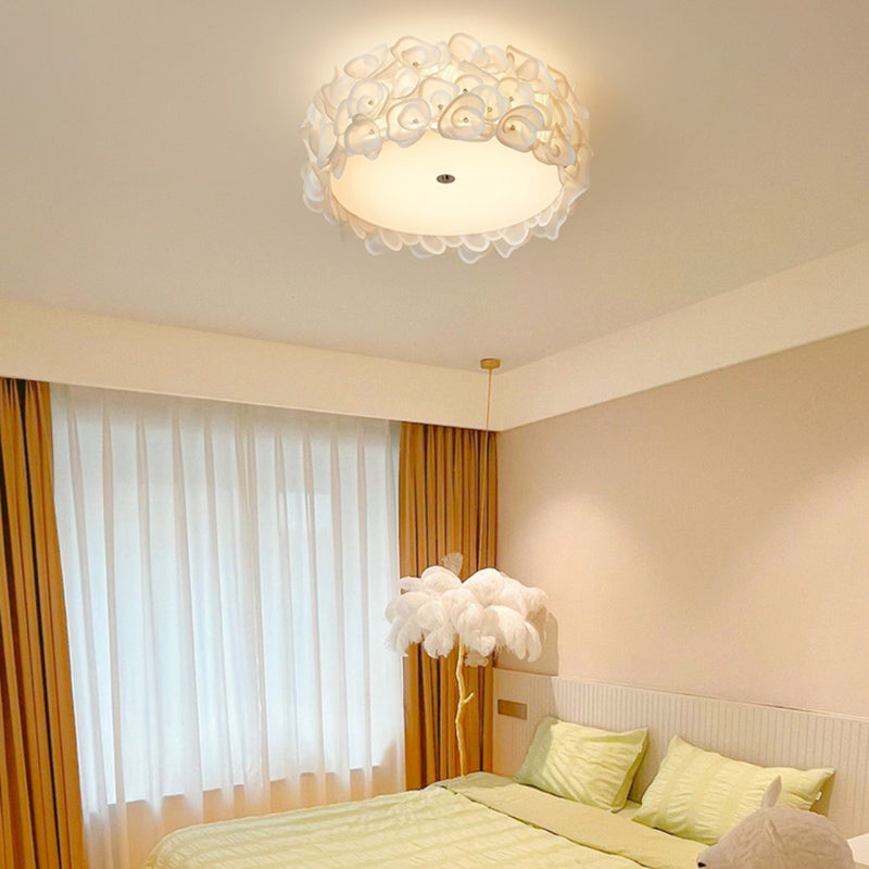 Abat-jour en fleurs PVC rond créatif contemporain en fer 4/5/6 - Plafonnier encastré pour chambre à coucher 