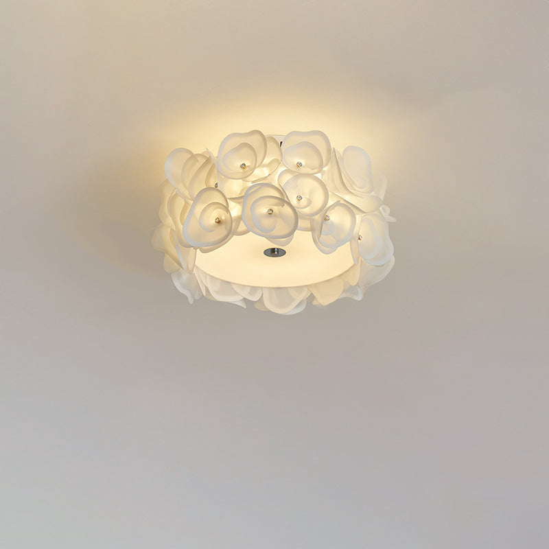 Abat-jour en fleurs PVC rond créatif contemporain en fer 4/5/6 - Plafonnier encastré pour chambre à coucher 