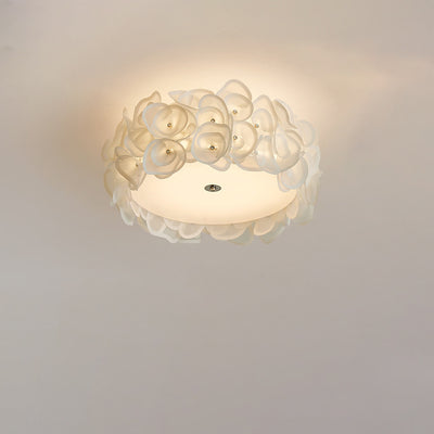 Abat-jour en fleurs PVC rond créatif contemporain en fer 4/5/6 - Plafonnier encastré pour chambre à coucher 