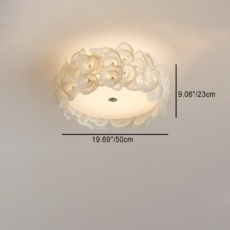 Abat-jour en fleurs PVC rond créatif contemporain en fer 4/5/6 - Plafonnier encastré pour chambre à coucher 