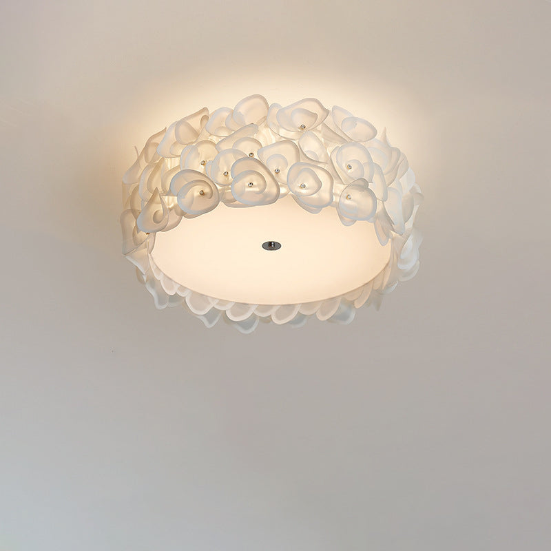 Abat-jour en fleurs PVC rond créatif contemporain en fer 4/5/6 - Plafonnier encastré pour chambre à coucher 