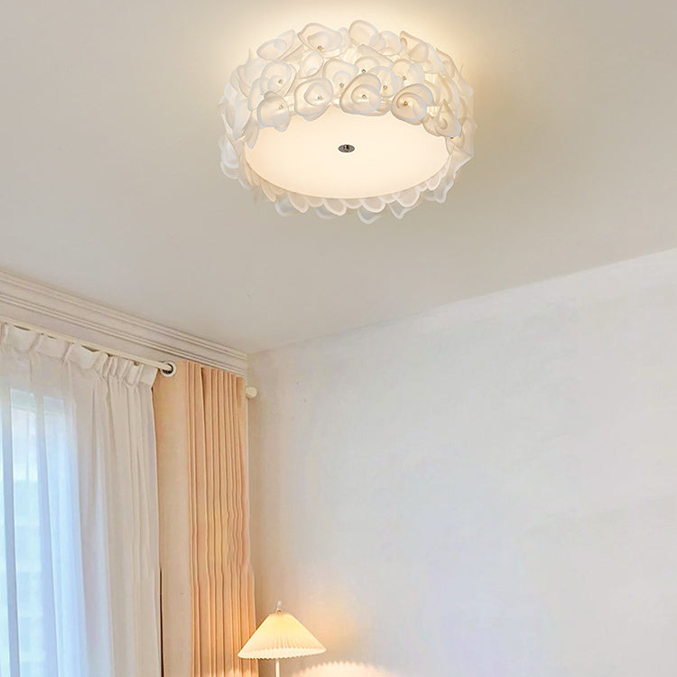 Abat-jour en fleurs PVC rond créatif contemporain en fer 4/5/6 - Plafonnier encastré pour chambre à coucher 