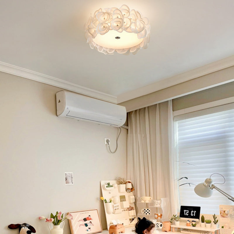 Abat-jour en fleurs PVC rond créatif contemporain en fer 4/5/6 - Plafonnier encastré pour chambre à coucher 