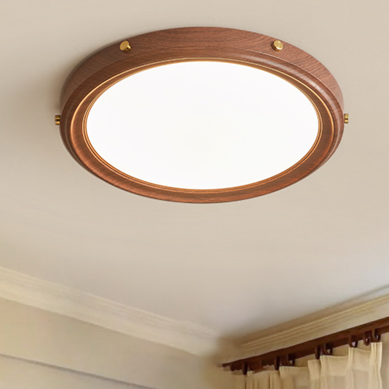 Plafonnier LED avec abat-jour rond en fer et acrylique de style moderne et simple pour chambre à coucher 
