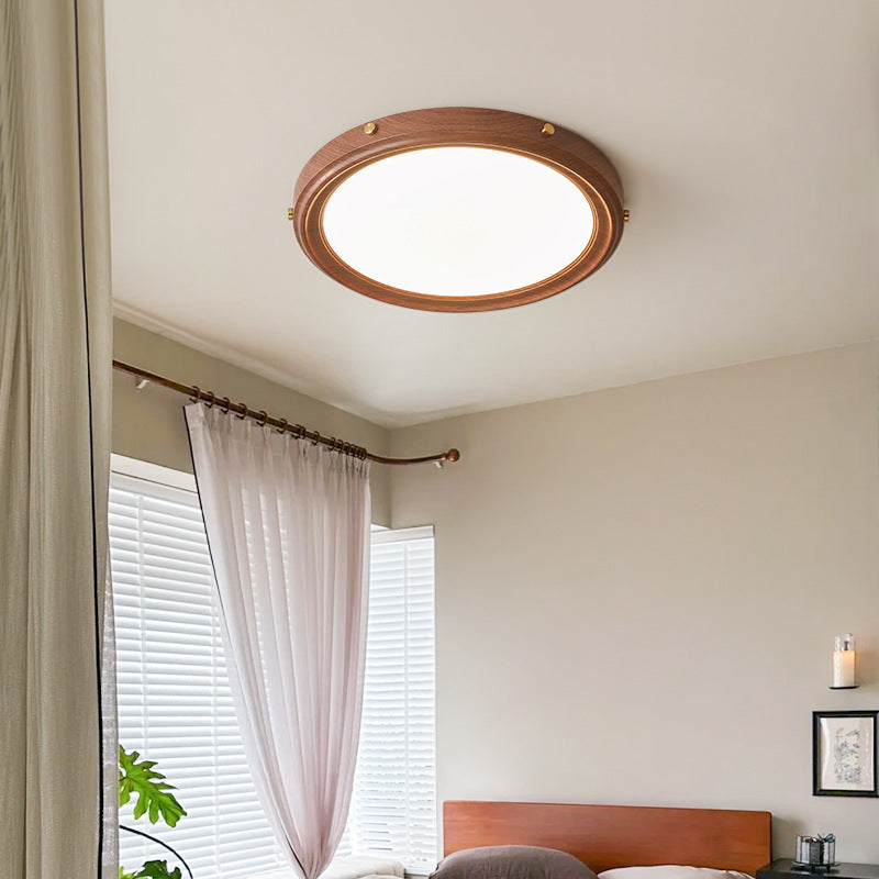 Plafonnier LED avec abat-jour rond en fer et acrylique de style moderne et simple pour chambre à coucher 