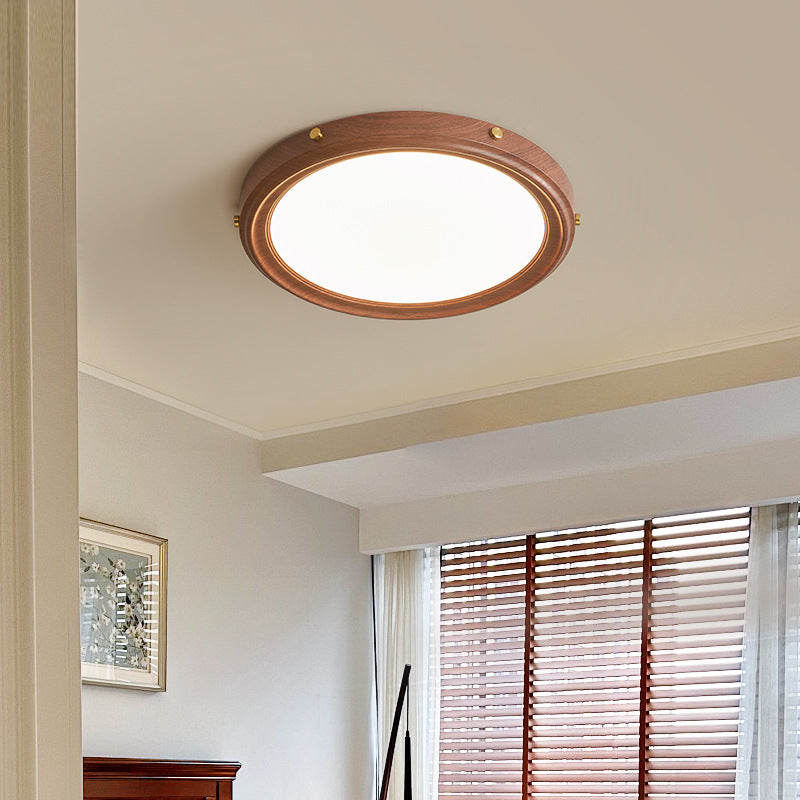 Plafonnier LED avec abat-jour rond en fer et acrylique de style moderne et simple pour chambre à coucher 