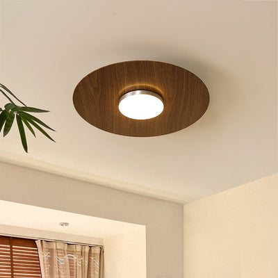 Plafonnier LED rond contemporain rétro en fer avec abat-jour en acrylique pour chambre à coucher 