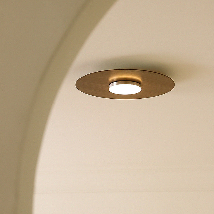 Lámpara de techo LED de montaje empotrado con pantalla de acrílico y disco redondo retro contemporáneo de hierro para dormitorio 