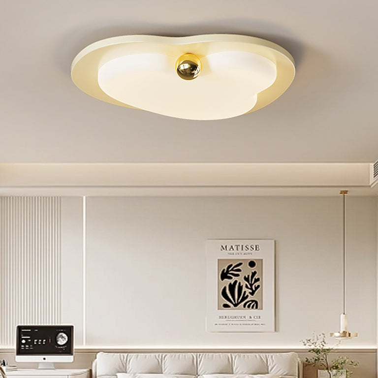 Lustre LED moderne avec abat-jour en acrylique en forme de cœur créatif et monture affleurante pour chambre à coucher 