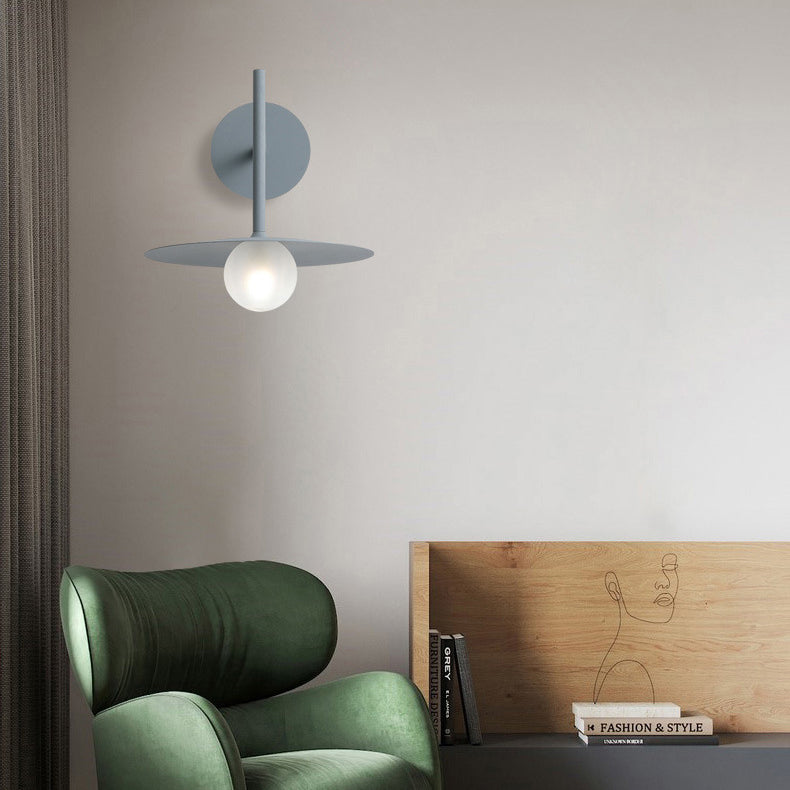 Applique Murale à 1 Lumière en Fer avec Abat-jour en Verre en Forme d&