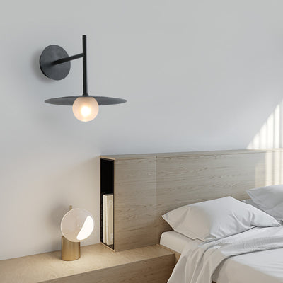 Applique Murale à 1 Lumière en Fer avec Abat-jour en Verre en Forme d'Orbe Simplicité Moderne pour Chambre 
