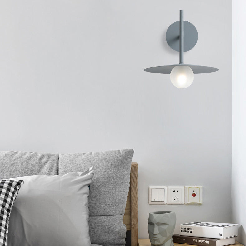 Applique Murale à 1 Lumière en Fer avec Abat-jour en Verre en Forme d&
