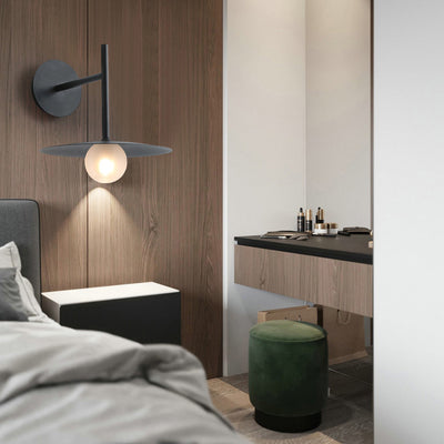 Applique Murale à 1 Lumière en Fer avec Abat-jour en Verre en Forme d'Orbe Simplicité Moderne pour Chambre 