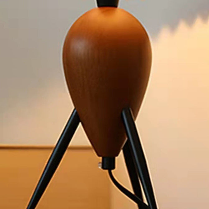 Pantalla de lámpara de tela de paraguas retro contemporáneo con base de madera 1 - Lámpara de mesa para sala de estar 